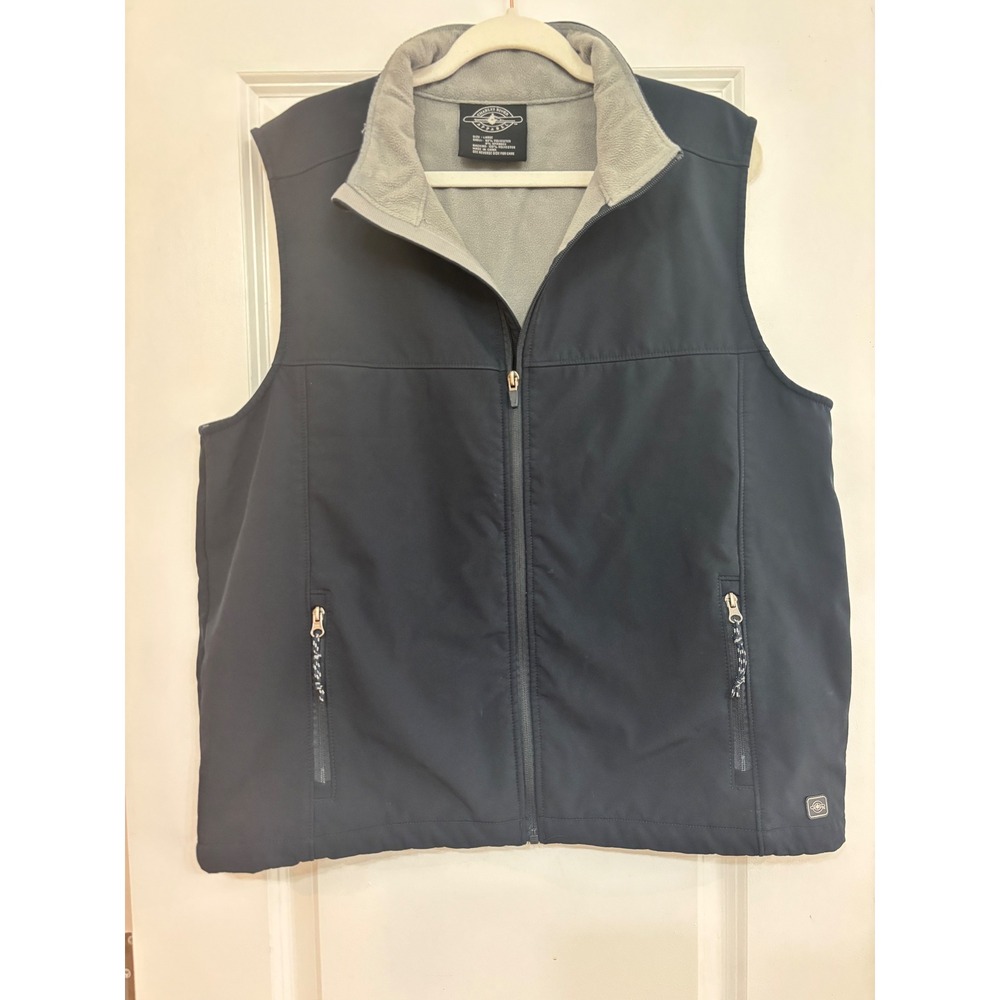 Charles River Apparel Mens Navy Blue Fleece Lined Softshell Vest Large Full Zip